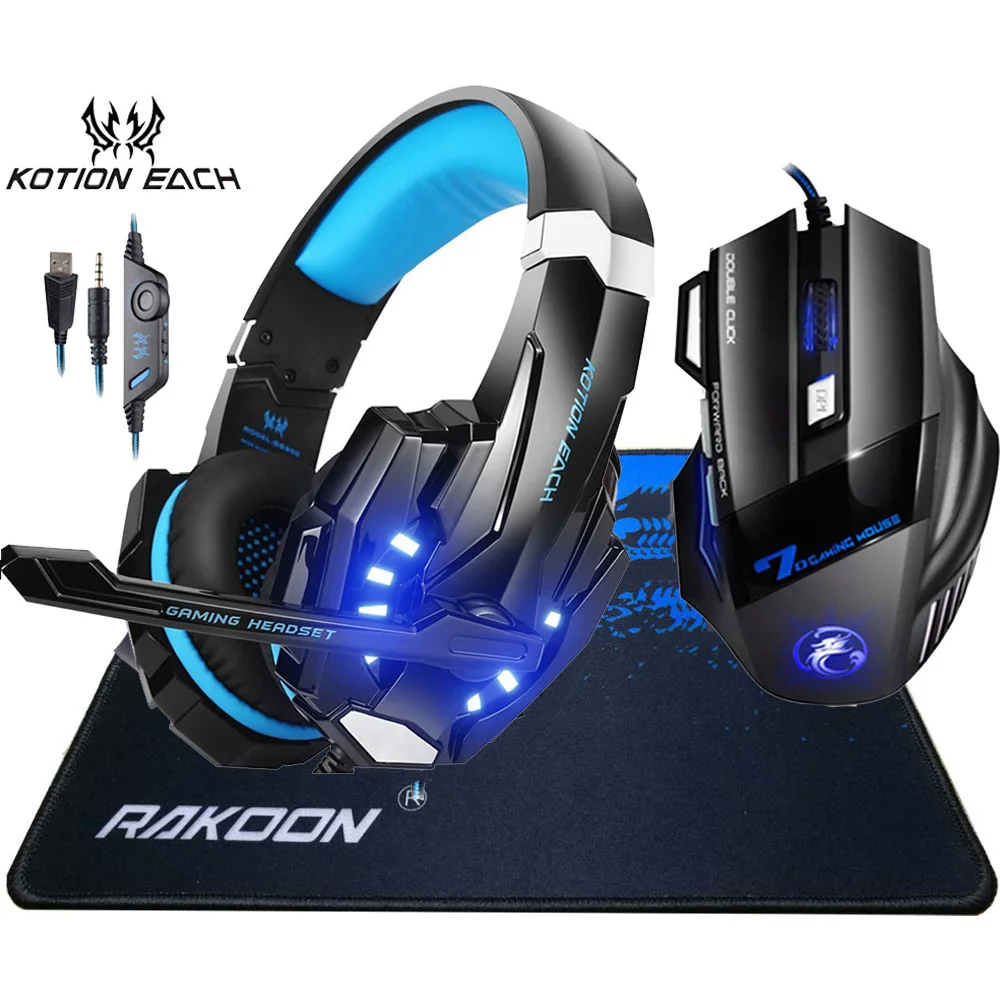 Игровые наушники Each G9000 Hifi Pro игровая гарнитура + 3200 DPI X7 мышь в подарок большой