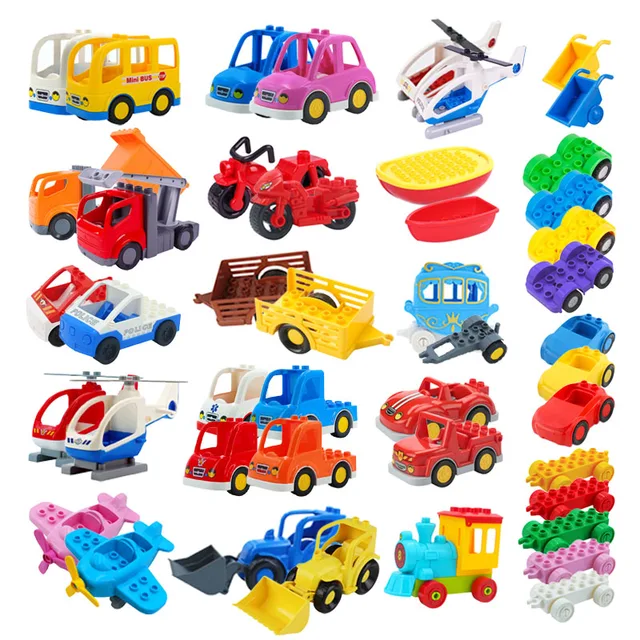 Trailer Car model Airplane Big Building Blocks Vehicle Accessory Compatible Classic Assemble Bricks Children DIY Toys Girl Gift 1