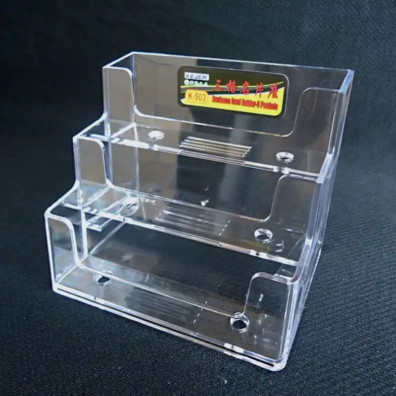 1 Pcs 3 Grid Clear Acrylic Business Card Holder Brochure Desk