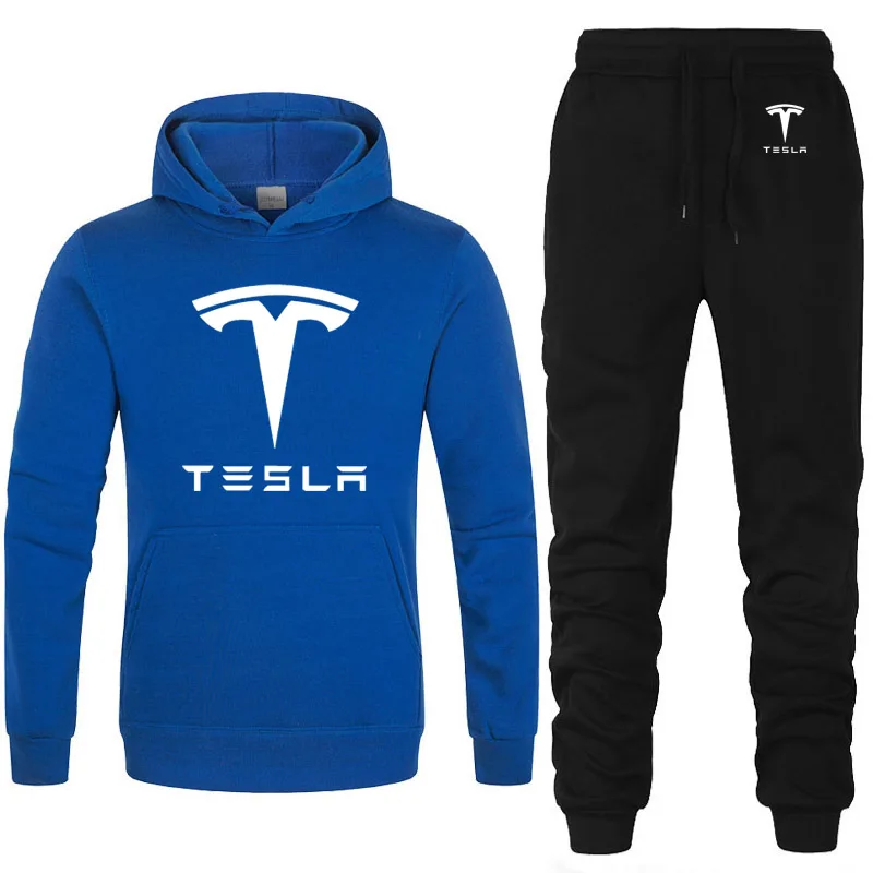 Мужские толстовки с капюшоном и логотипом Tesla, унисекс, модная мужская толстовка с капюшоном в стиле хип-хоп, harajuku, повседневные флисовые худи, штаны, костюм из 2 предметов - Цвет: 809