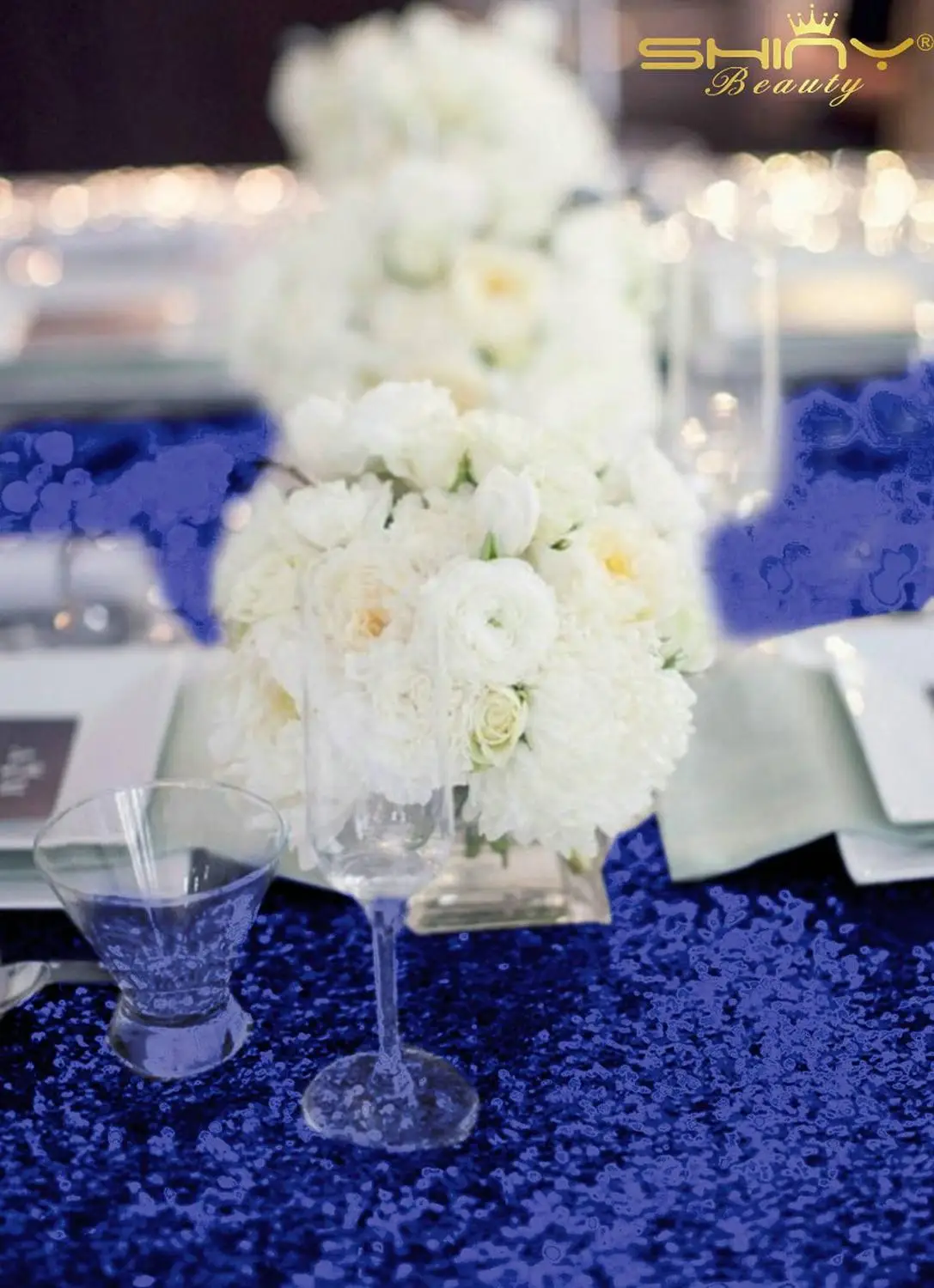  Blue Table Runners 72 inch Sequin Table Runner 12in by 72in Navy Plates Party Supplies for Cake Tab