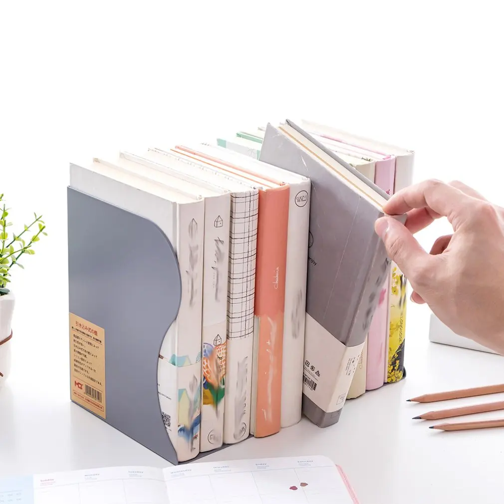 

Non-Printing Wind Creative Telescopic Folding Book Stand Metal Look Bookshelf Office Cartoon Student Storage Stationery