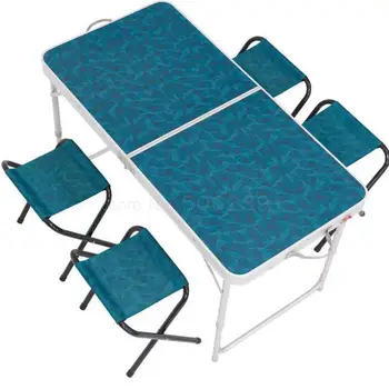 

Folding Table Outdoor Camping Portable Folding Tables And Chairs Makeshift Table Set 4 To 6 People