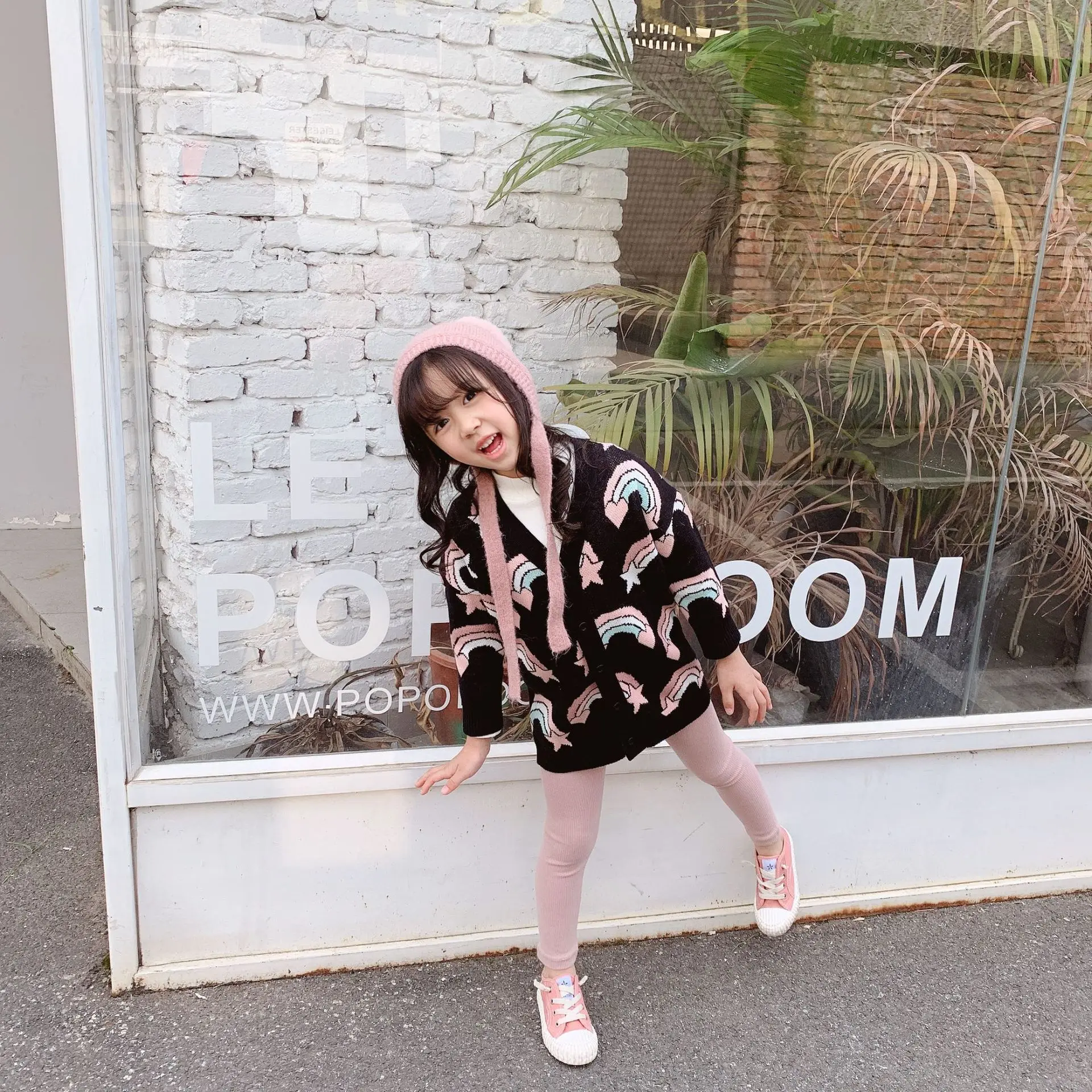 Goedkoop Kids Jongens Meisjes Uitloper Gebreide Regenboog Patroon Cartoon Baby Meisjes Jongens vesten