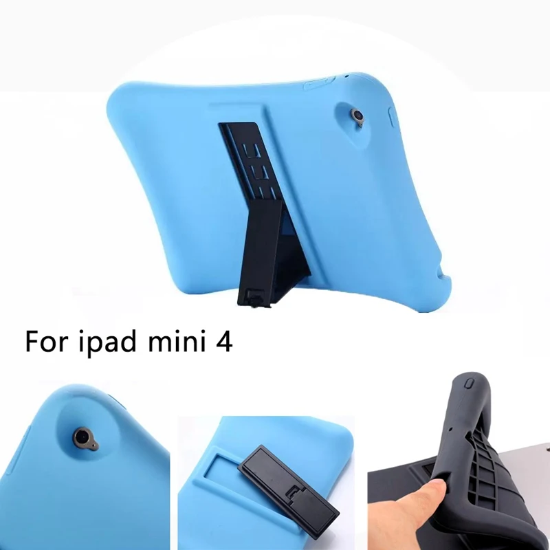 

For Apple ipad mini 4 Case soft Silicone coque Kids Tablet Protecter Shell Rubber shockproof Stand Cover for ipad mini 4