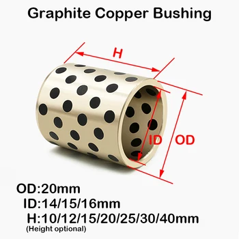

Ball Bearing 1pcs OD20mm ID14 15 20mm Height free optional Linear Graphite Copper Set Bearing Bushing Oil Self-lubricating JDB
