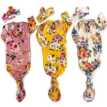 

2Pcs Cute Flower Newborn Baby Sleeping Bags Girl Long Sleeve Swaddle Wrap Swaddling Blanket Sleeping Bag+Headband Set 0-6M