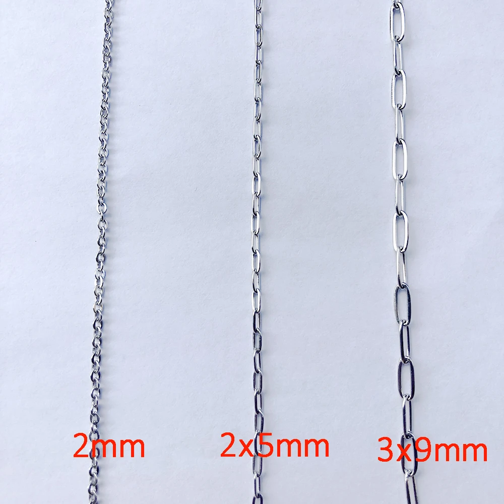 2meter Stainless Steel Necklace Chain for Diy Jewelry Making Rolo Cable Link Bulk Chains Handmade Neckalce Bracelet Accessories