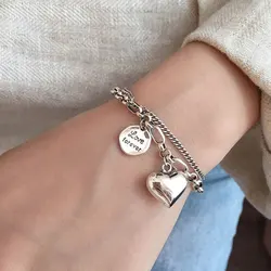Bracelet Double couche en argent Sterling 2022 925 avec lettres d'amour en forme de cœur pour femme, bijou de luxe léger et rétro, Design Unique thaïlandais 