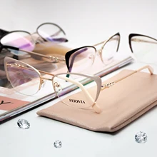 Женские винтажные брендовые дизайнерские очки «кошачий глаз» по рецепту, очки без оправы, оптическая оправа FVG7001