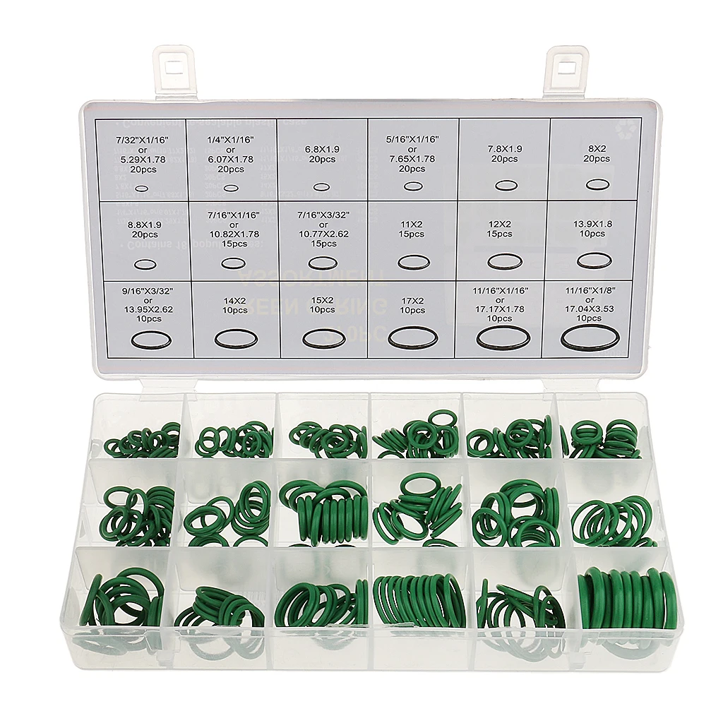 

270PCS Car A/C System Air Conditioning O-Ring Seals Assortment Kits Green