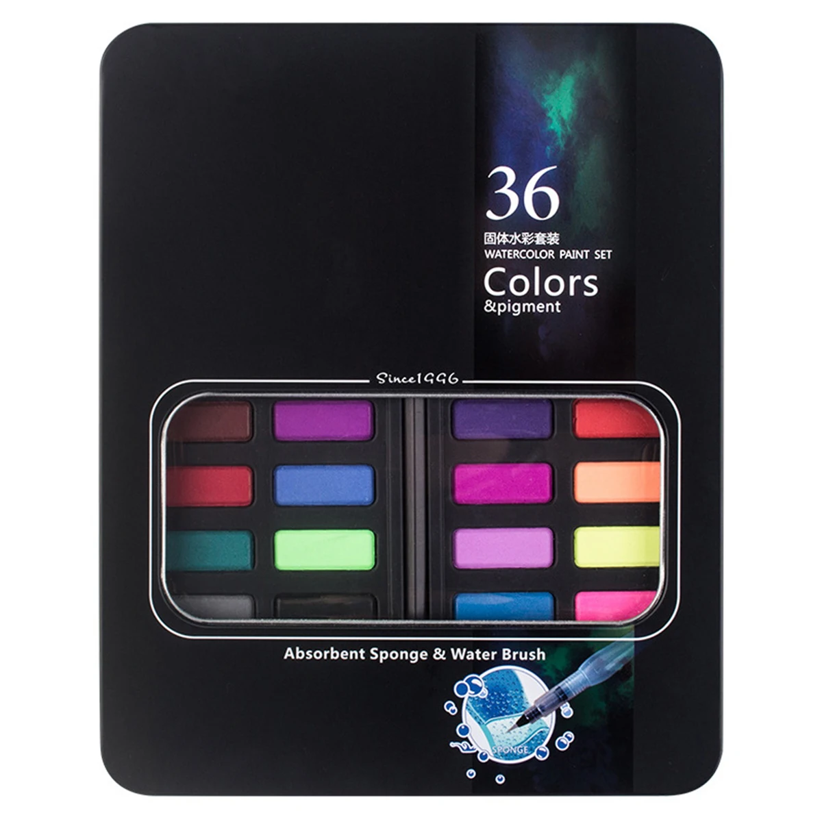 

36 Colors Water-Color Paint Set Portable Paint Sets Water Brush Pen Sponge Pencil White Pigment For Artists Students Beginners