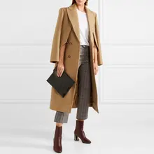 Новая мода, женское осенне-зимнее пальто, верблюжье, Простое Шерстяное, длинное пальто макси, тонкое, Casacos Femininos