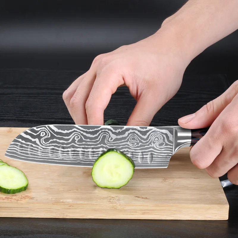 Профессиональный 7 дюймов шеф-повара Ножи для Кухня Германия Сталь японский Ножи Нержавеющая сталь с Цвет с деревянной ручкой