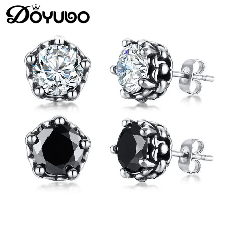 Серьги-гвоздики DOYUBO DB170 мужские в виде цветка классические украшения из