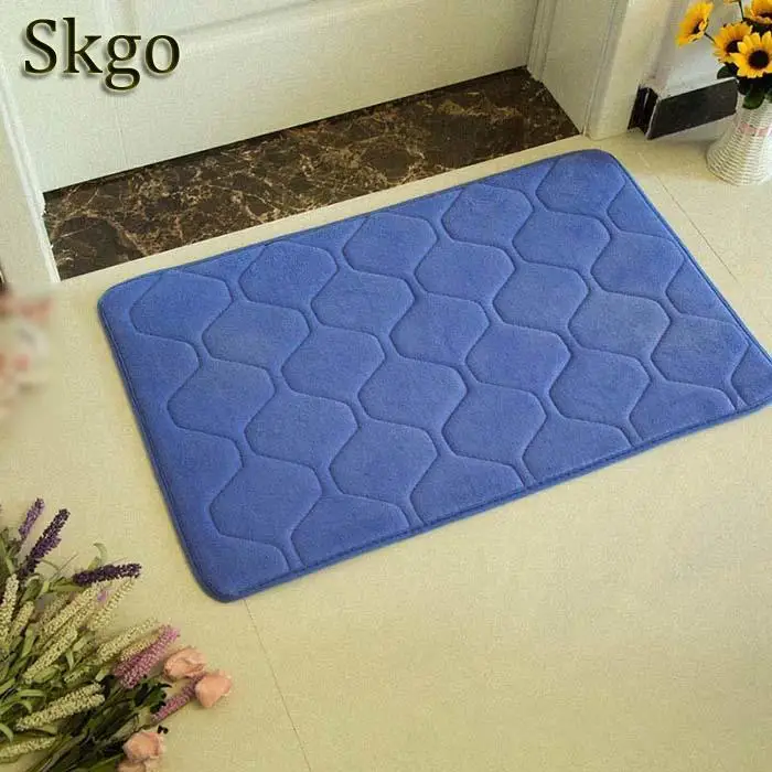 Flannel Floor Mat Flannel Cushion Non-slip Rectangle Bathroom Mat Plaid Home Decorative Rugs