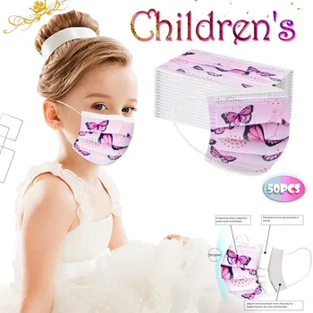 

50PCS Cartoon Kids Disposable Mask 3 Layer Child Filter Hygiene Thicken Children's Face Mouth Mask Earloop Face Cover Mascarilla
