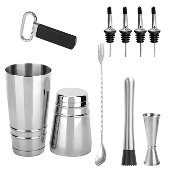 

10 Stainless Steel Boston Cocktail Shaker Bar Set Wine Martini Bartender Bar Tool Kits Holder Party Drink