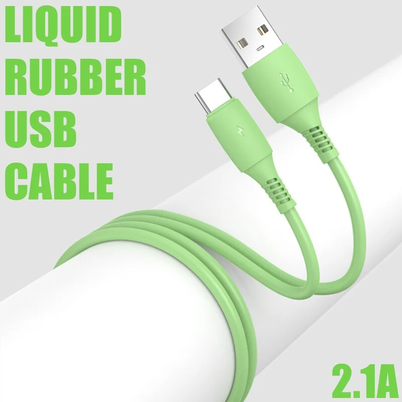 2.1A Liquid Rubber Micro USB Charging Cable Type C Cord Mobile Phone For Huawei Xiaomi Samsung iPhone | Мобильные телефоны и