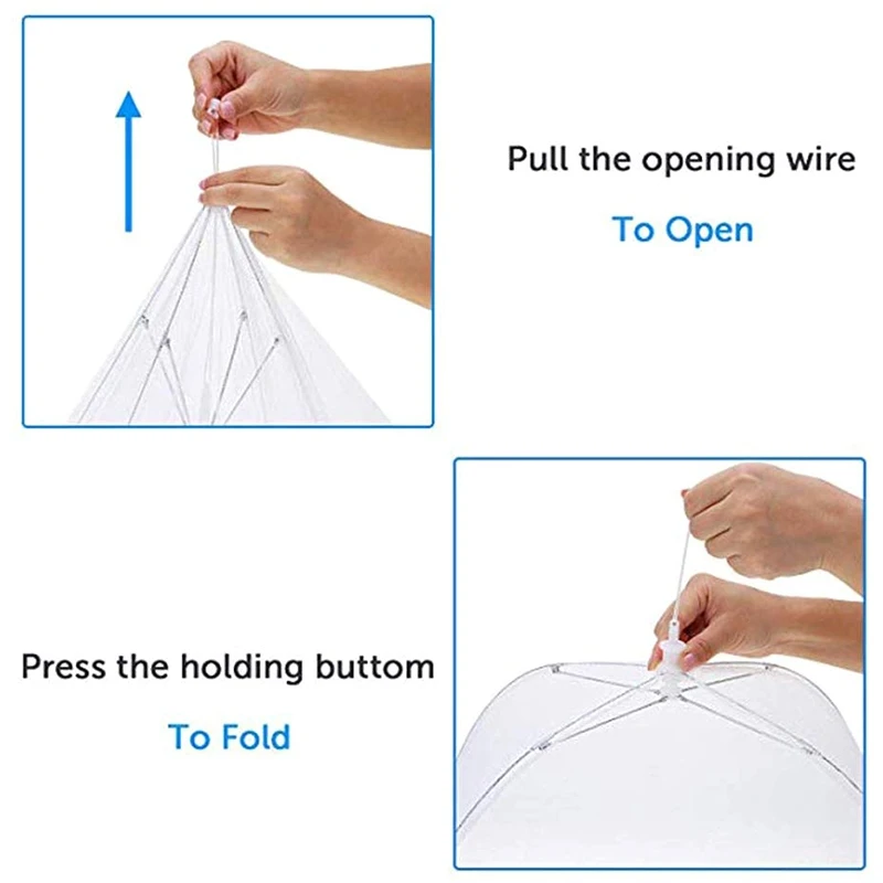 Всплывающий сетчатый зонтик для палатки, 8 упаковок, сетка для покрытия еды на открытом воздухе, вечерние, для пикника, барбекю, многоразовые и складные Reusabl