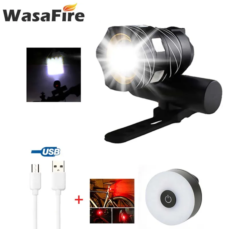 A 2 WasaFire USB Перезаряжаемые T6 светодиодный велосипед передний светильник фара Водонепроницаемый ночной езды безопасности Предупреждение хвост светильник велосипед Задние огни - Цвет: A 2