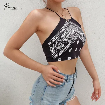 

Prowow New Fashion Style Sexy Sun-top Print Women Crop Tops Casual Beach Holiday Women Clothes Ladies Club Party Short Tops