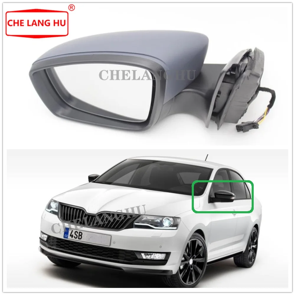 Для Skoda Rapid автомобильный Стайлинг заднее электрическое регулируемое и подогреваемое зеркало с поворотом Singal светильник - Цвет: 1x left side