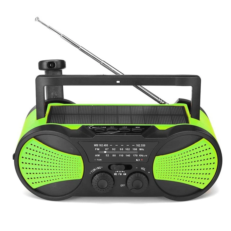 

nk Solar Radio Crank Emergency Power Bank Hand Crank Self Powered AM/FM Weather Portable Radio with Light 2000MAh