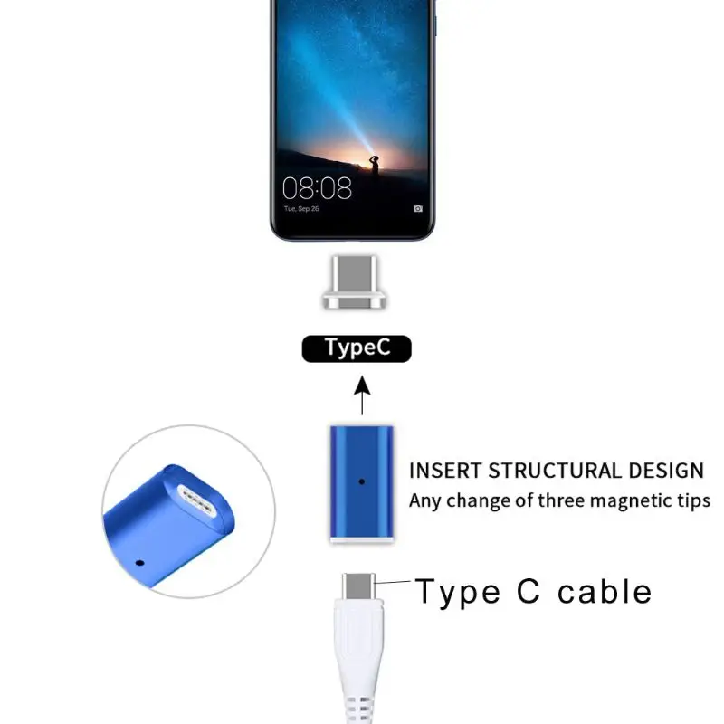 Магнитный адаптер для зарядки типа C для samsung S10 S9 S8 Note 9 8 Xiaomi 9 5 Mix 6 8 Oneplus 3/5/6 huawei P