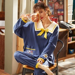 2022 Autumn Winter Pajamas Women Ruffle Cute Pyjamas Set Girl Large Size Homewear Night Suit Pajamas Long Sleeve Pyjamas Set