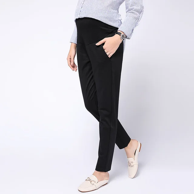Женские брюки для беременных с эластичной резинкой на талии; черные брюки для беременных; Леггинсы для беременных; эластичная одежда; офисные брюки