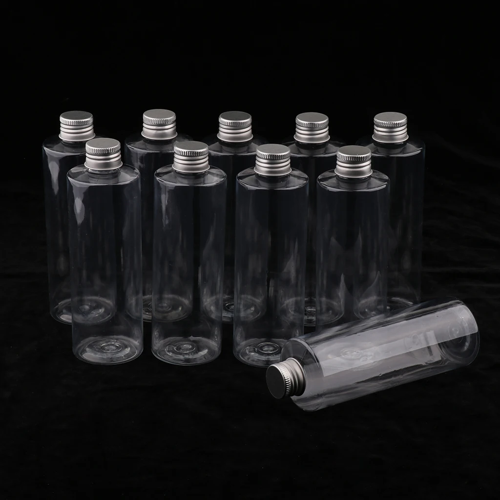 10Pcs Clear Plastic Bottle With Aluminum Screw Cap For Liquid Shampoo 250ml | Красота и здоровье