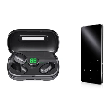 

1 pair Tws Bluetooth V5.0 Hifi Wireless Earphones Headphone & 1pcs Bluetooth Card Mp3 Player Student English Voice