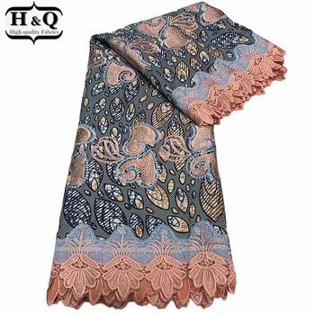 

H&Q prevalent ankara fabric african real wax print batik lace 6 yards/pcs embroidery nigerian guipure lace water soluble fabrics