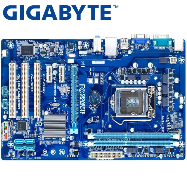 Placa-mãe gigabyte visual h61 soquete lga 1155 i3 i5 i7 ddr3 16g atx, usado