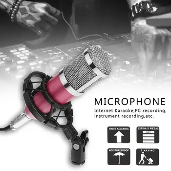 

ALLOYSEED Wired Professional BM 800 bm800 Condenser Sound Recording Microphone with Shock Mount for Radio Braodcasting Singing