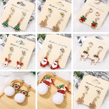 Рождественские серьги для женщин, милые очаровательные длинные серьги для девочек, парные рождественские женские ювелирные изделия, Короткие серьги, парные рождественские подарки