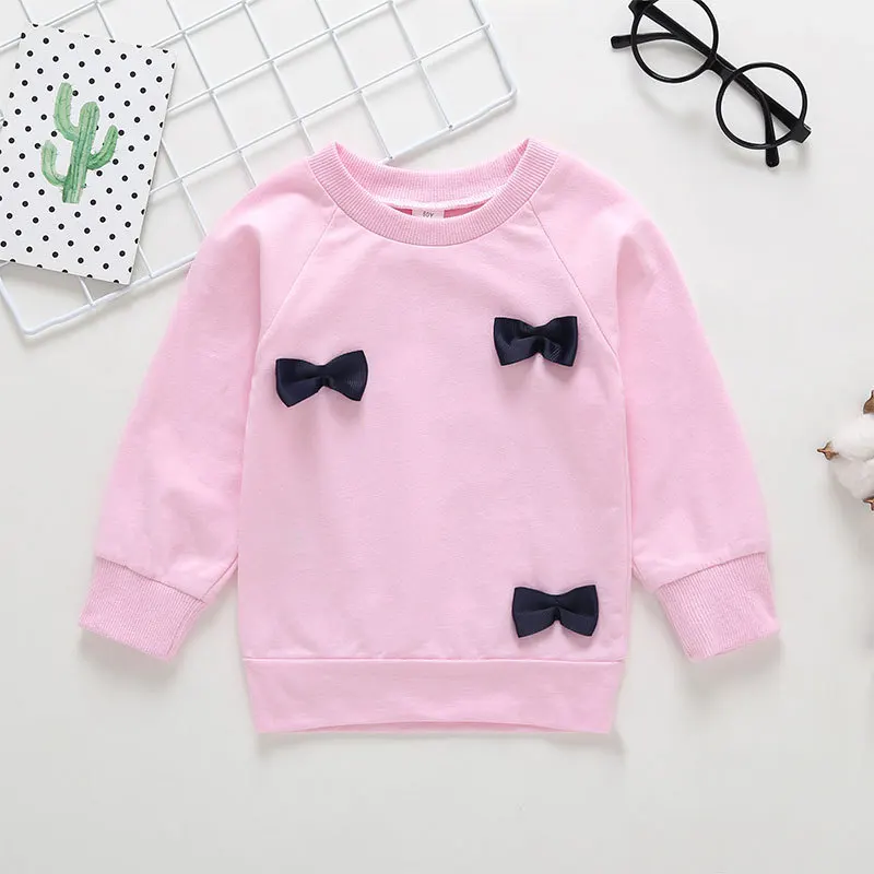 Розовый детский костюм с длинными рукавами и бантом новый для отдыха милый