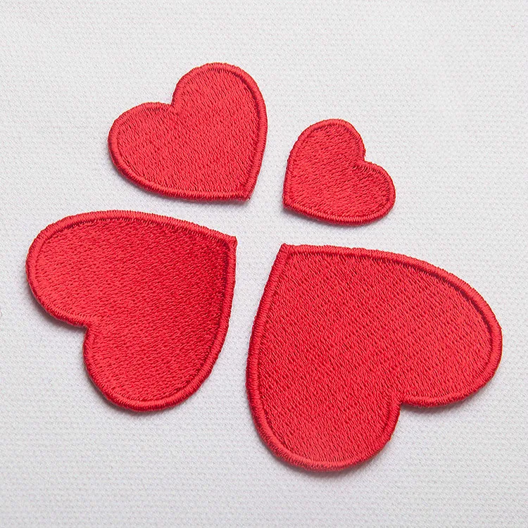 Embroidered Iron On Red Love Heart Patch Sew On Badge Romantic Gift Card Present 