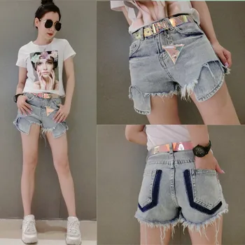 

2019 Tassel Burr Gao Waist Cowboy Shorts Female Blue Cowboy Hot Pants
