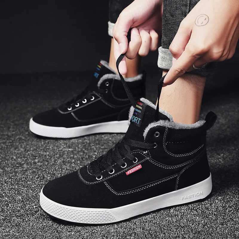 UEXIA Men Boots Men Winter Shoes Plus Size 39-48 Warm Ankle Botas Hombre For Winter Boots Shoes Men Plush Winter Sneakers Mens