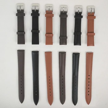 

16mm Genuine Leather Strap Watchband Men Women High Quality Watch Accessories Brown Black Universal Belt Waterproof Steel Buckle