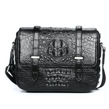 

100% genuine 2019 crocodile skin men's handbags business shoulder bag