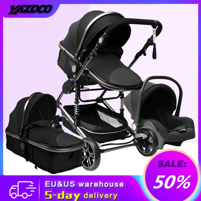 

YAZOCO Stroller 3 in 1 Baby Stroller Multifunctional High Landscape Portable Aluminum Frame CE/CPC Safety Carrinho De Bebe