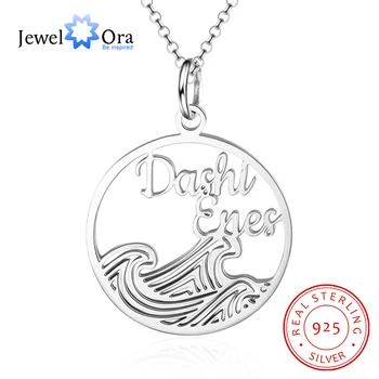 

925 Sterling Silver Personalized Name Necklaces for Women Wave Shape Customized 2 Names Circle Necklace Anniversary Gift