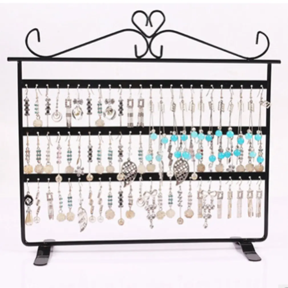  72 Holes Dangle Earrings Ear Studs Display Holder Stand Showcase Metal Jewelry Organizer Rack Flat 