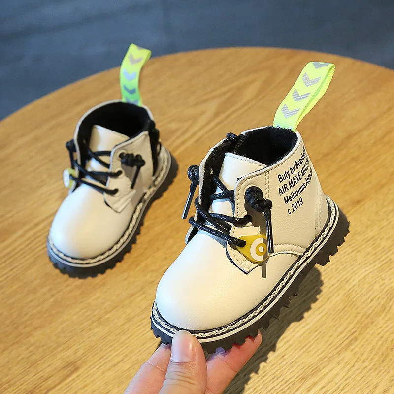 Зимняя детская кожаная обувь; ботинки для малышей; От 0 до 2 лет обувь с мягкой подошвой для малышей; детские ботинки