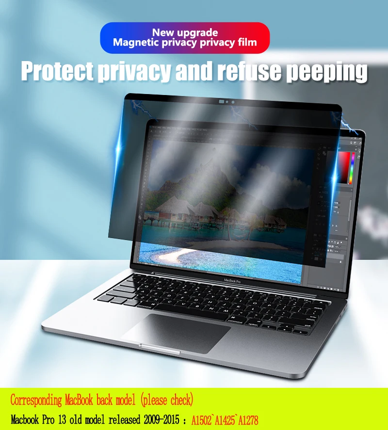 

Magnetic Privacy Filter Anti spy PET Screens protective film For MacBook old Pro13 inch 2009~2015 release for A1502 A1425 A1278