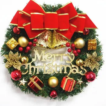 

Large Christmas Wreath With Bells DIY Xmas Wreath Garland For Front Door Garland Golden On The Door Christmas Decorations