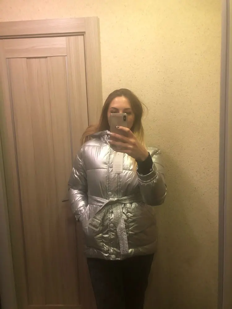 Женское пальто с хлопковой подкладкой, куртка-бомбер с капюшоном, светоотражающие Серебристые модные зимние куртки, пальто с поясом, Abrigos Mujer Invierno